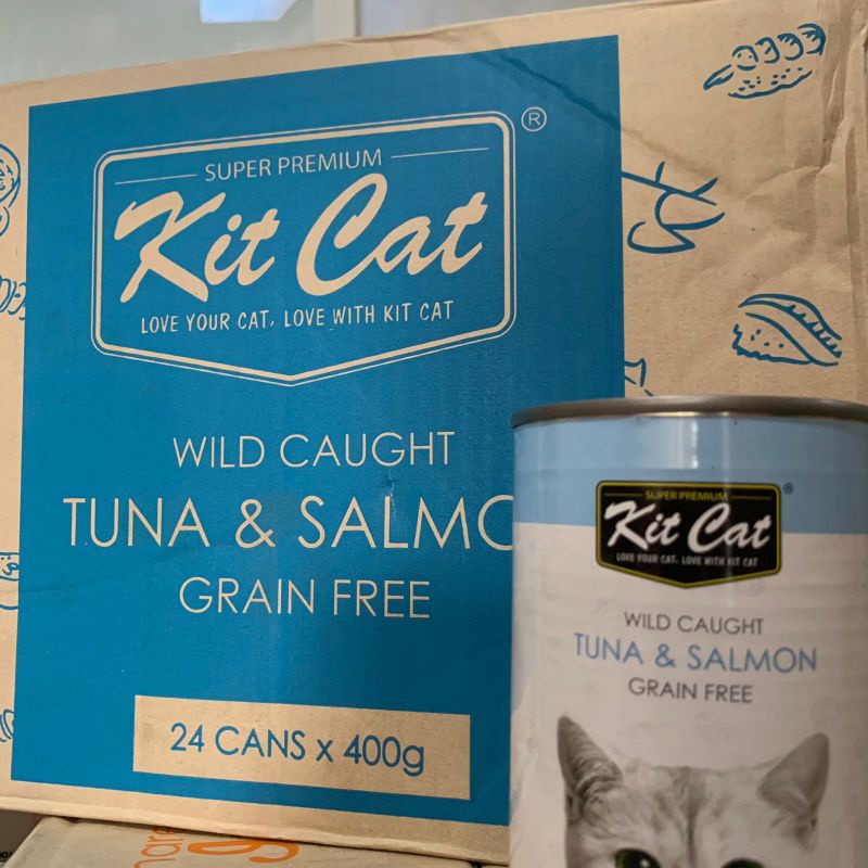 Kit Cat Wet food Adult 400gr x 1Dus Makanan Kucing Dewasa (Tuna&amp;Salmon)