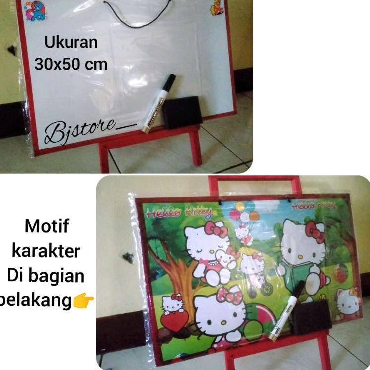 

[L-3&Q ☎] Papan Tulis / Whiteboard Anak ( FREE SPIDOL + PENGHAPUS ) dengan Penyanggah kayu Ukuran 30x50 cm-murah
