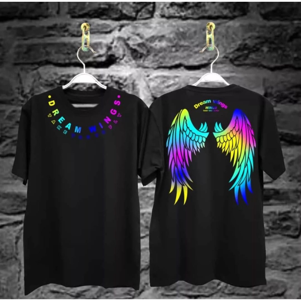 baju kaos distro t-shirt "sayap drim wings''/ kaos syap nymph / kaos sayap angel / kaos motif sayap 
