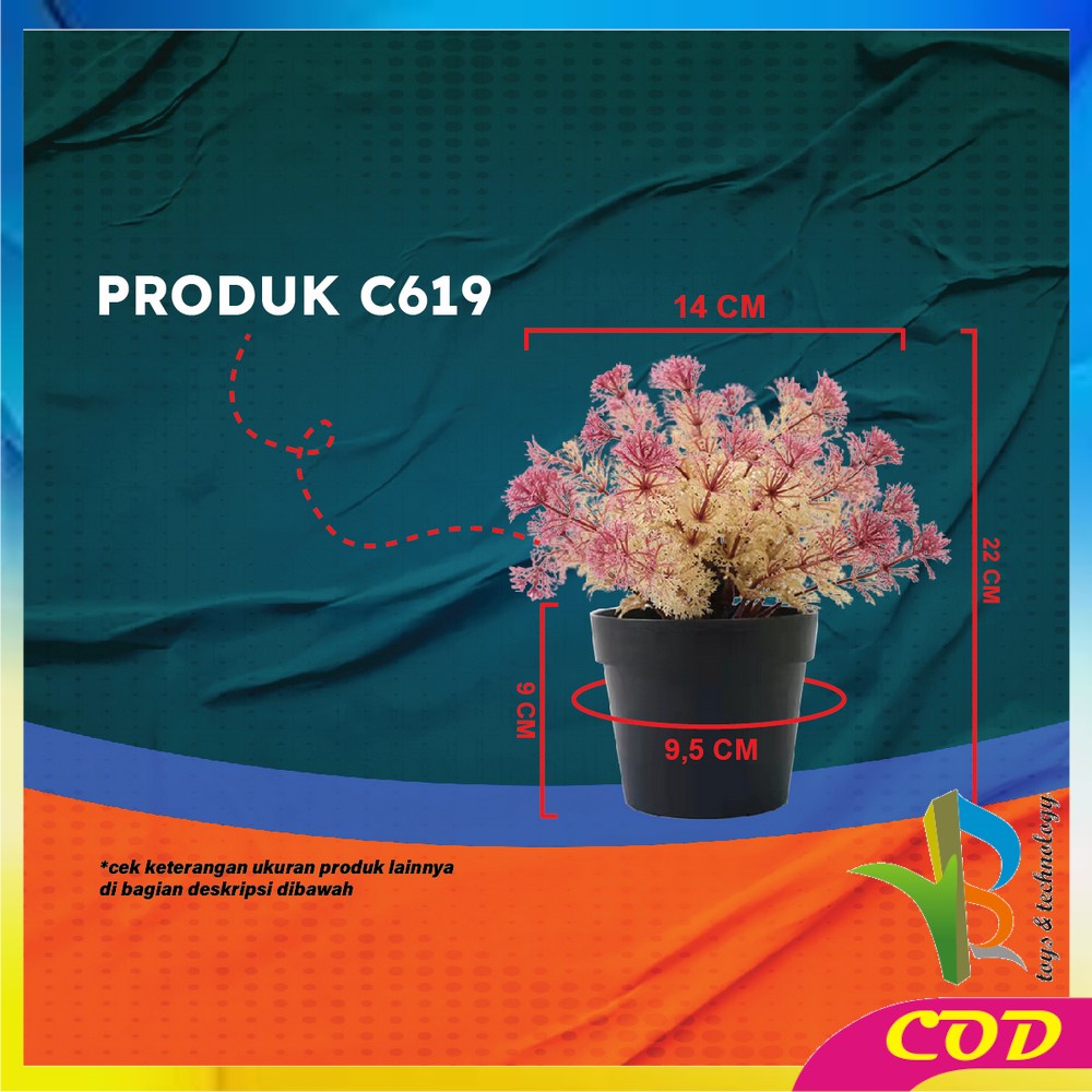 RB-C617 C621 Hiasan Bunga Plastik Artifisial Bunga Camelia Pajangan Dekorasi Ruang Tamu / Ornamen Pot Cemara Kecil Tanaman Hias