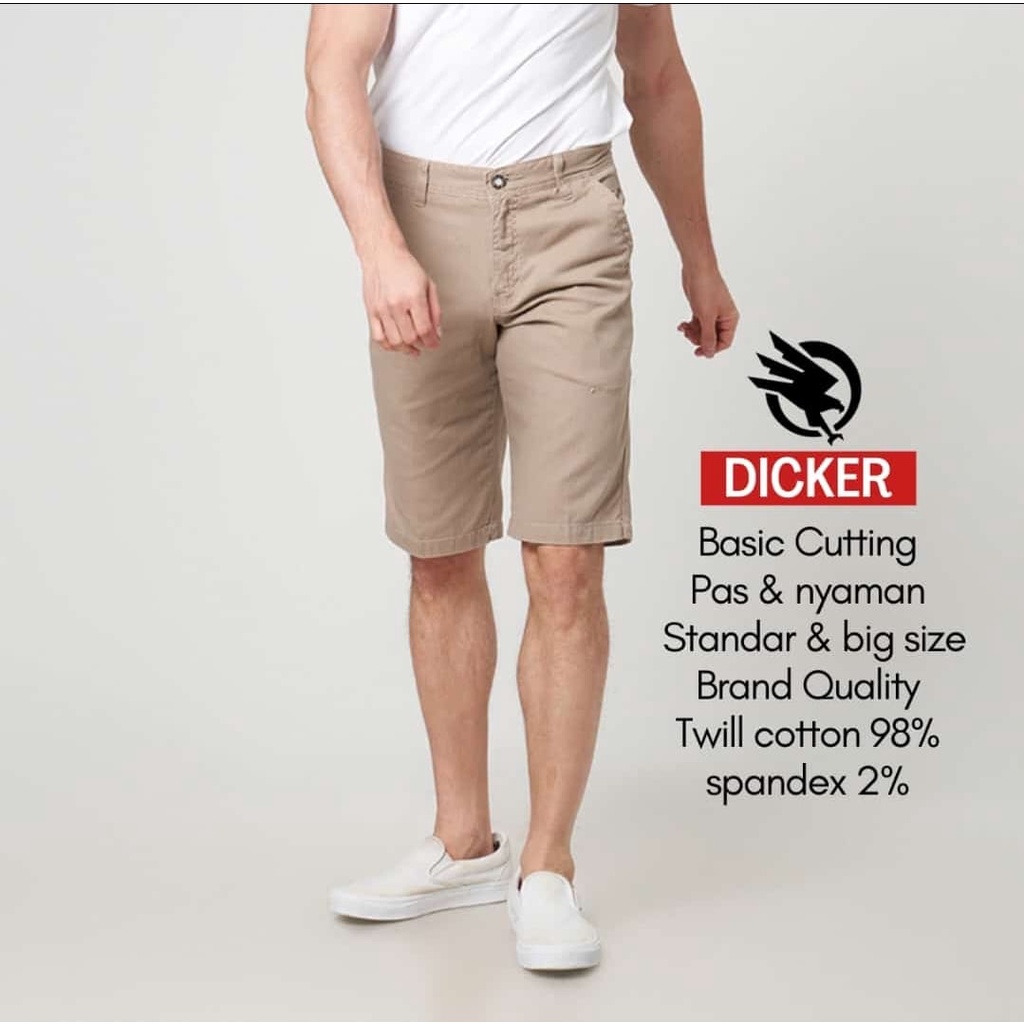 Celana Pendek Chino Tidak Melar  Pria Original Dicker Size 27-44 Big Size Jumbo JU36