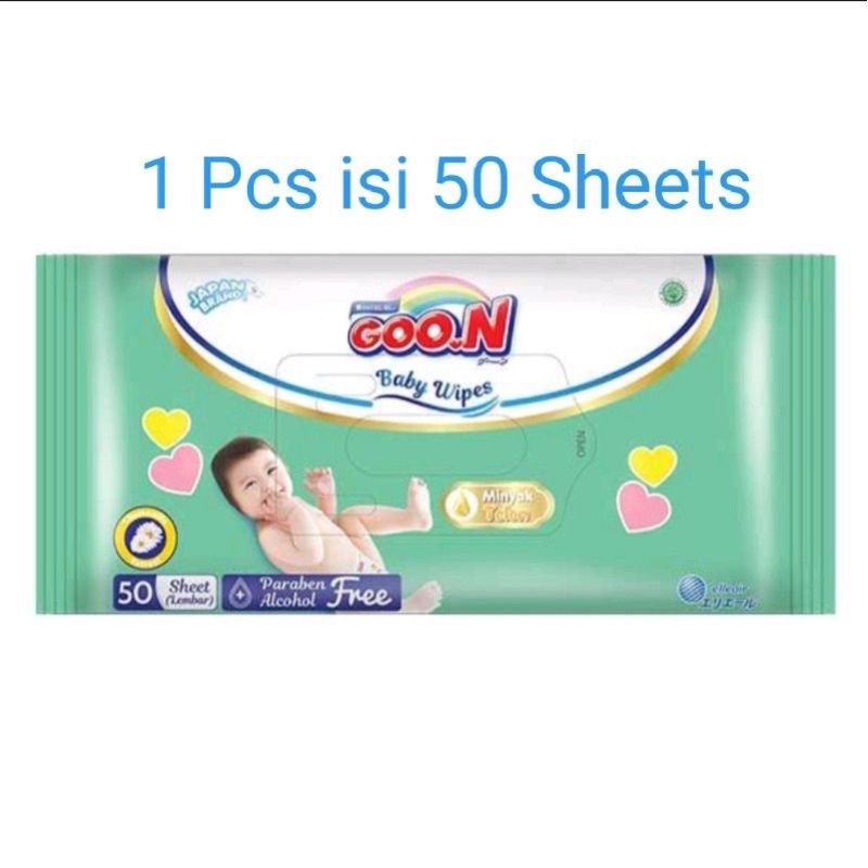 Goon Baby Wipes Minyak Telon Tissue Tisu Basah Bayi Non Alkohol 50S