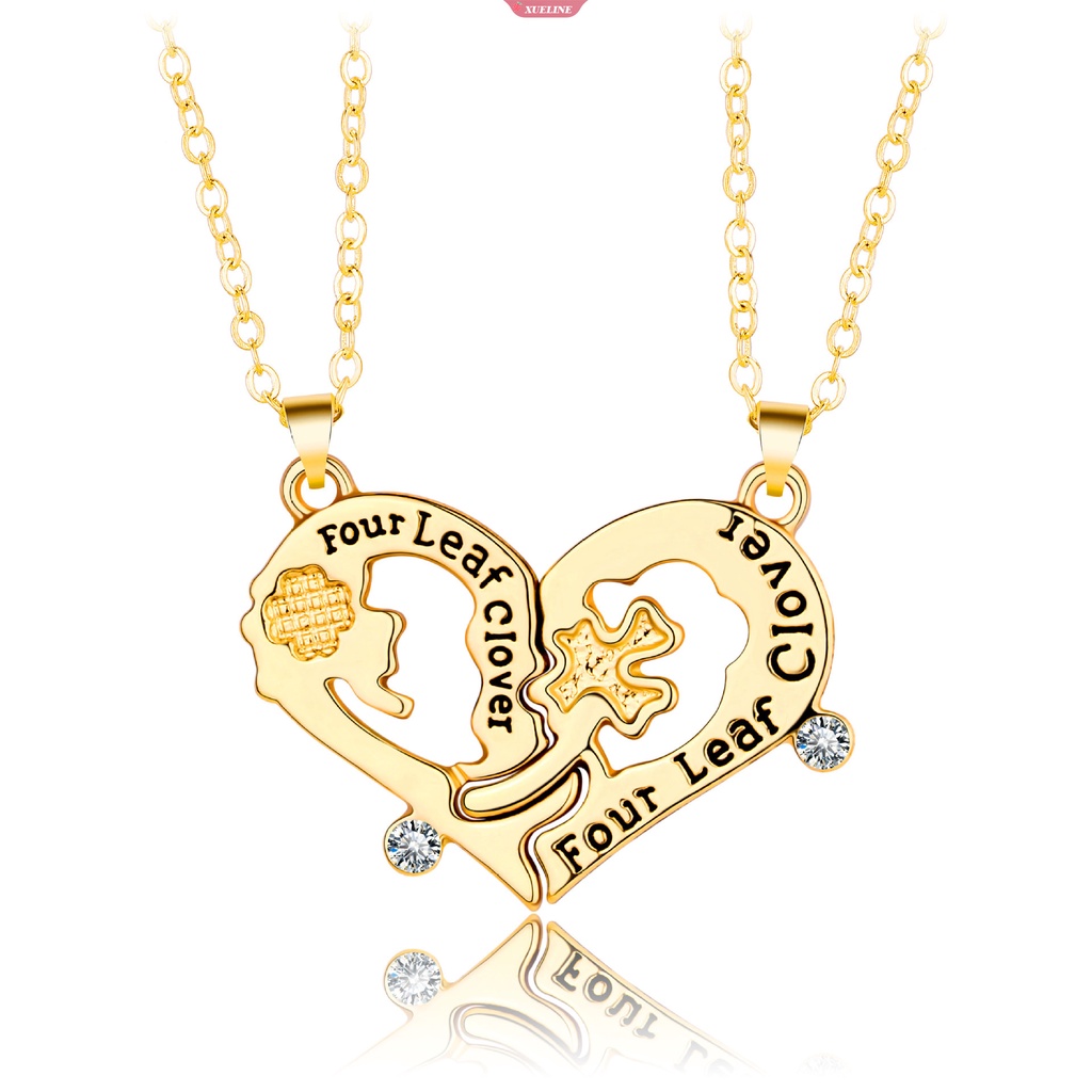 Fashion Baru Pasangan Kalung Sepasang Cinta Surat Jahitan Empat Daun clover Kalung Untuk Pria Dan Wanita Hadiah Hari Valentine [ZXL]