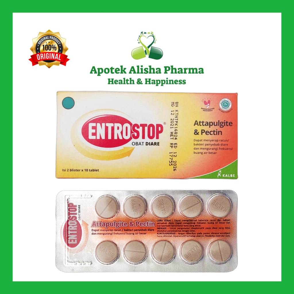 Entrostop Tablet (Strip 10tablet) - Entrostop Attapulgite Pectin Tablet Obat Diare/Mencret/Muntaber/Menyerap Racun/Neo Entrostop