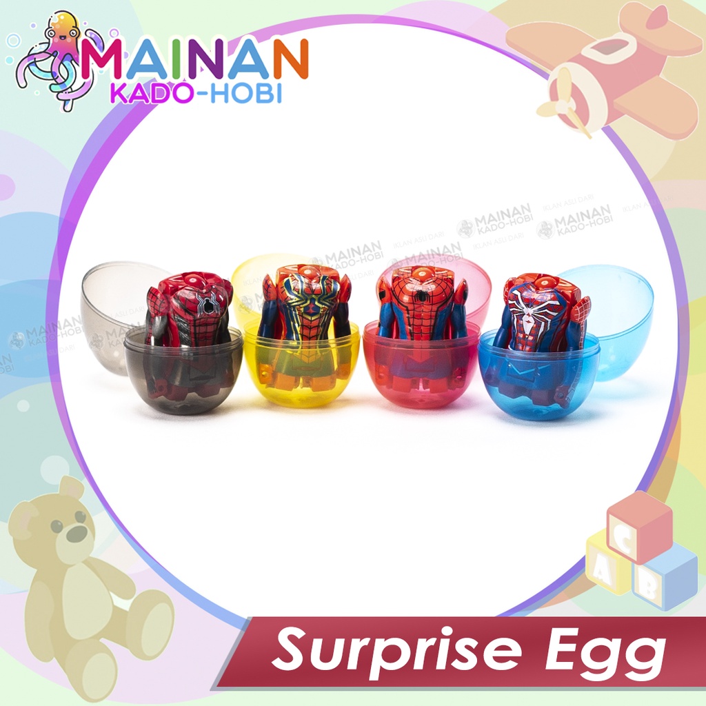 MAINAN ANAK EDUKASI LAKI TELUR SURPRISE EGG SUPERHERO SPIDERMAN