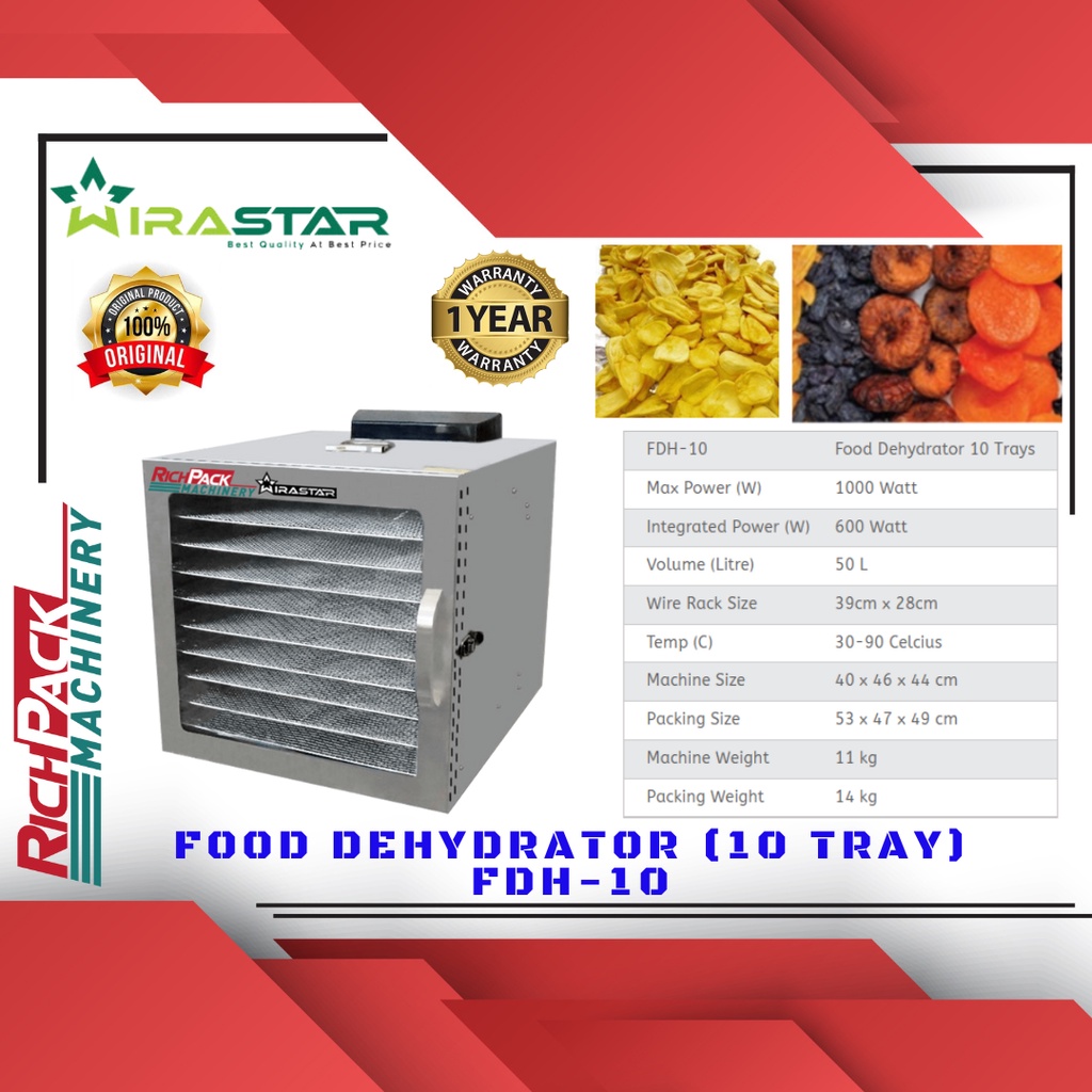 Wirastar FDH-10 Food Dehydrator Mesin Kripik Pengering Bahan Makanan