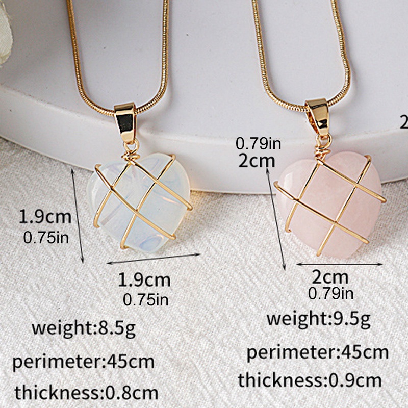 Fashion Opal Jantung Kalung Hati Berlian Castle Kalung Untuk Wanita Gadis Rose Quartz Barbie Necklace Perhiasan Aksesoris Hadiah