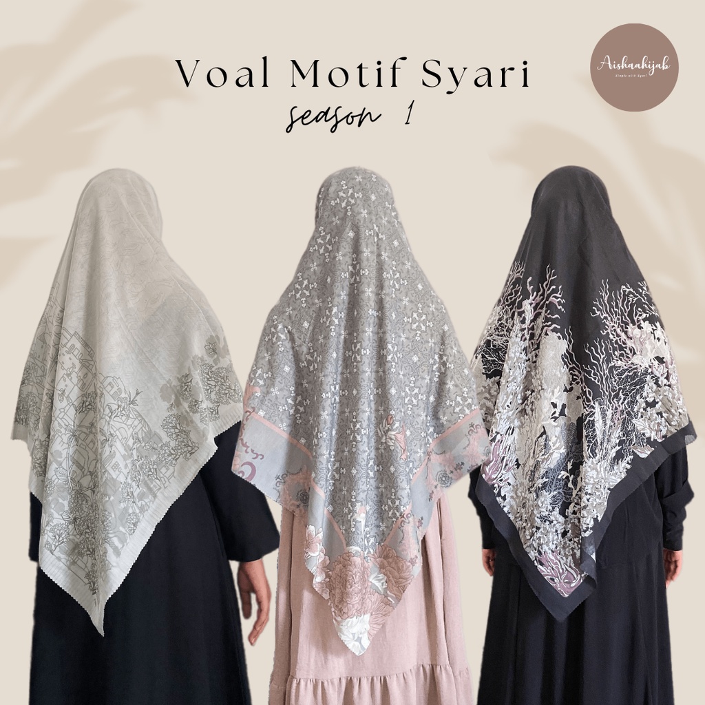 HIJAB VOAL MOTIF JUMBO SYAR'I 130X130 VOAL MOTIF AISHAAHIJAB