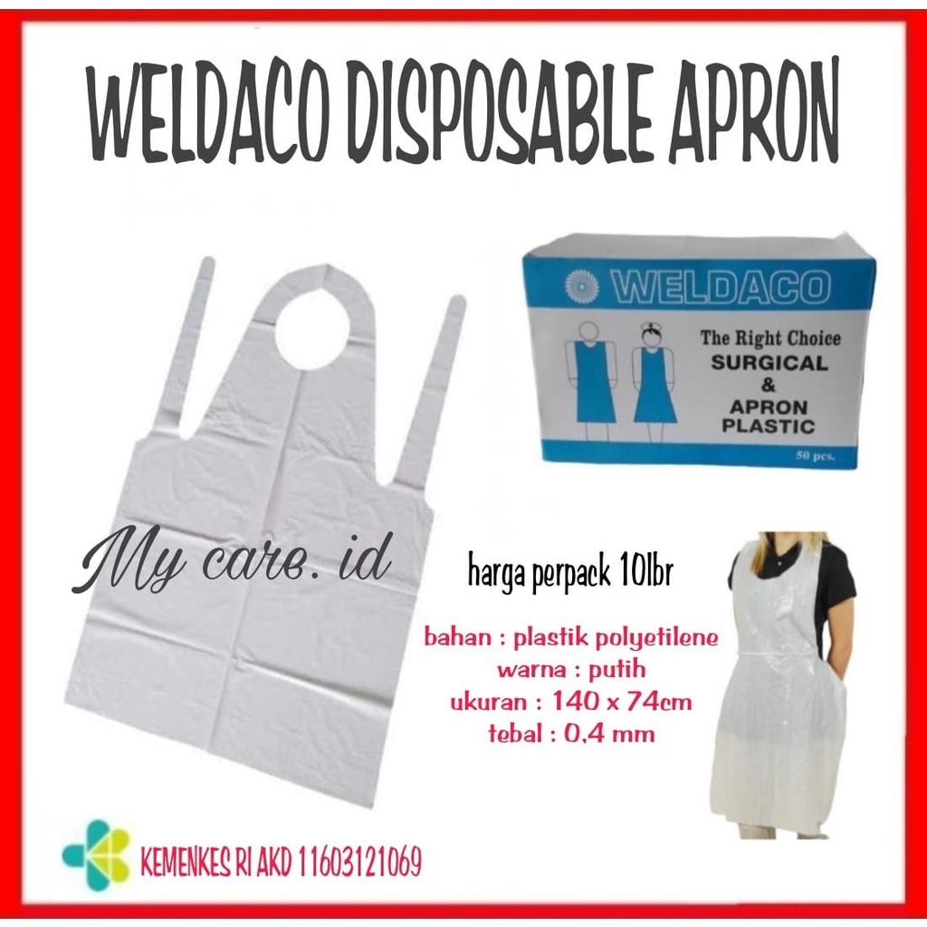 LynCare Apron Plastik Tebal - Apron Disposable - Celemek Plastik - Apron MEDIS - PE Apron ONEHEALTH