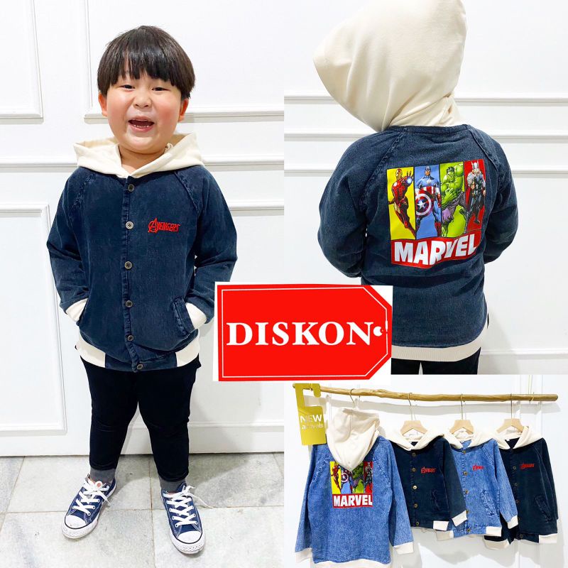 [LITTLEORIN] Jacket Jeans Hoodie untuk anak laki laki