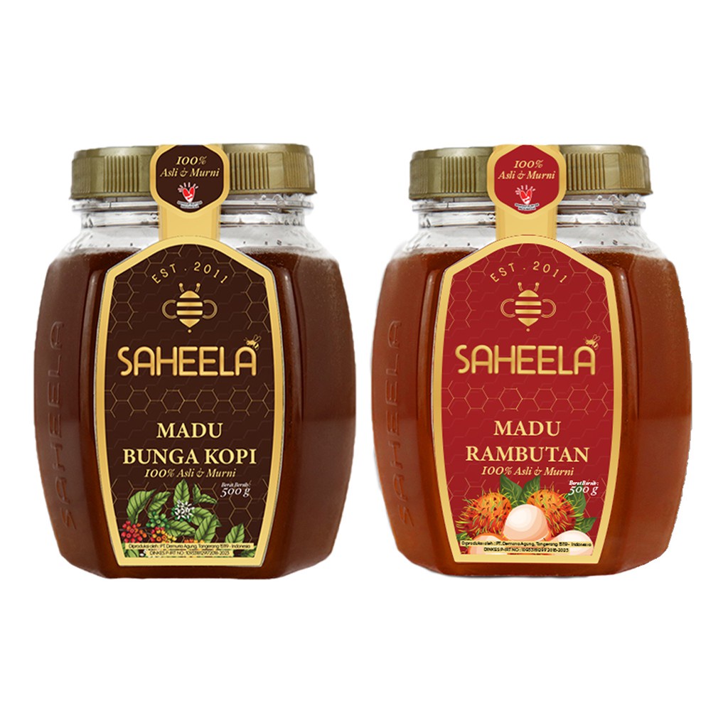 

Saheela 2 Botol Madu Murni [Bunga Kopi + Rambutan] 500gram 100% Murni Tanpa Campuran