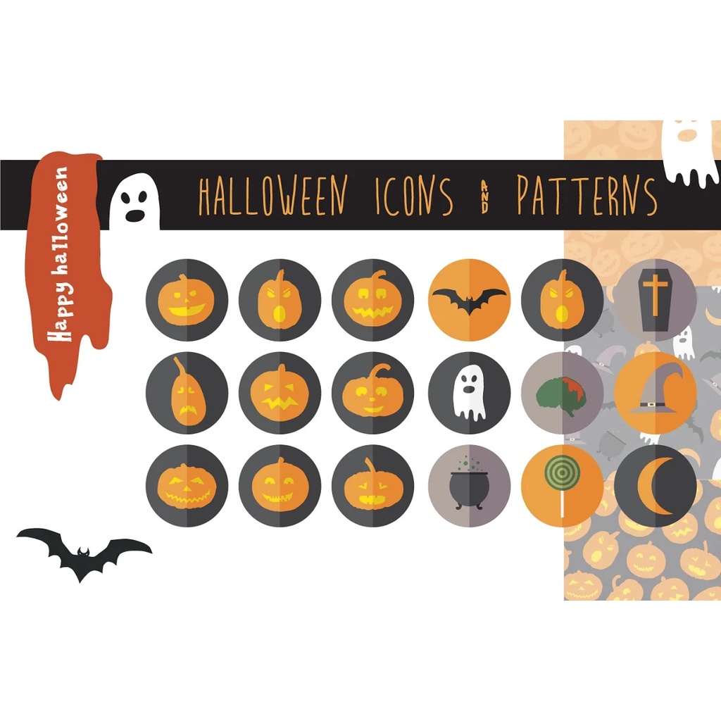 Halloween icons &amp; patterns