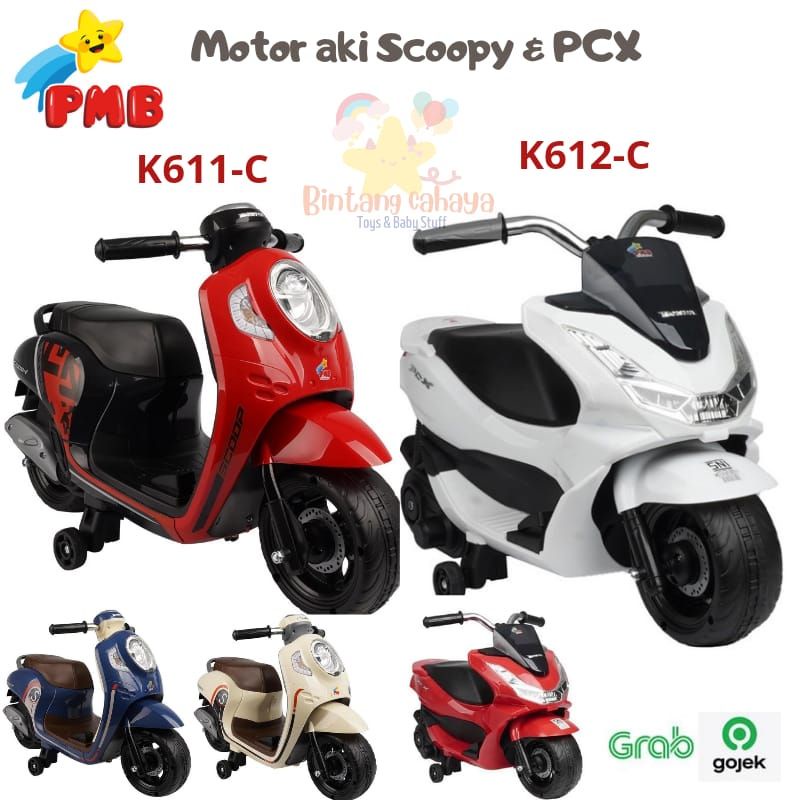 Motor Aki Anak PMB K611C K612C K615C Model Sepeda PCX Scoopy Nmax & CBR 150R Listrik Cas An (Free