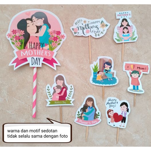hiasan kue cake topper tema Happy Mother's Day Selamat Hari Ibu