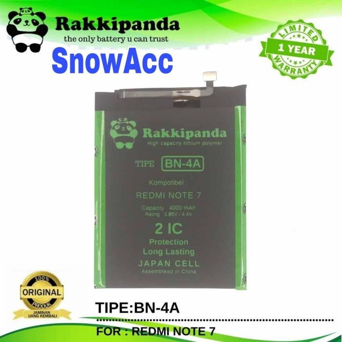 RAKKIPANDA BATERAI XIAOMI REDMI NOTE 7 / REDMI NOTE 7 PRO BATERAI BN4A