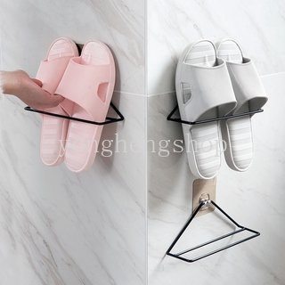 Hiasan Dinding Segitiga Rak Penyimpanan Sepatu Rak Besi Tempa Pukulan Gratis Rak Sepatu Sandal Holder Kamar Mandi Supply