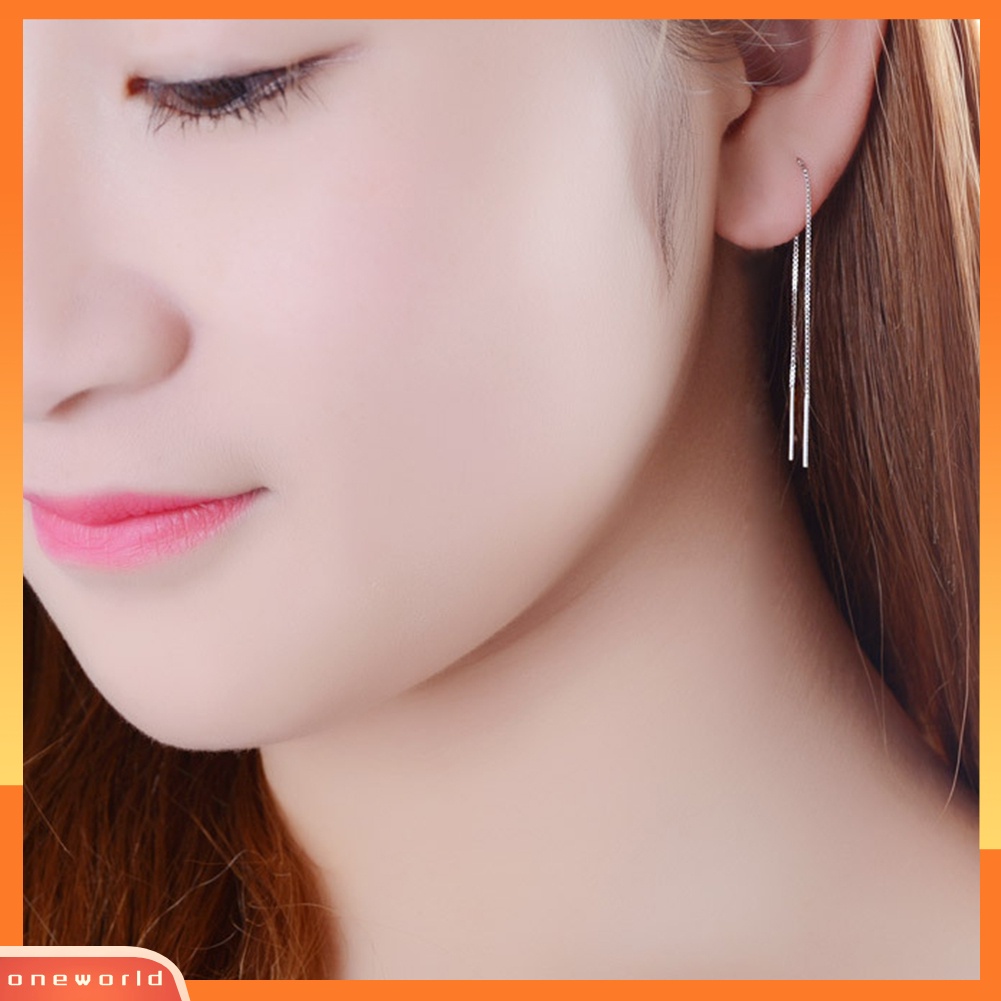 [WONE] 1pc Fashion Wanita Panjang Linear Rantai Menjuntai Garis Telinga Threader Anting Perhiasan