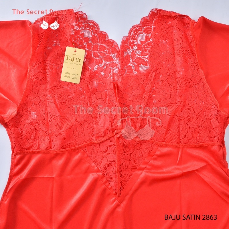 TALLY BAJU TIDUR / LINGERIE 2863 I FREE SIZE I BAHAN SATIN MIX RENDA