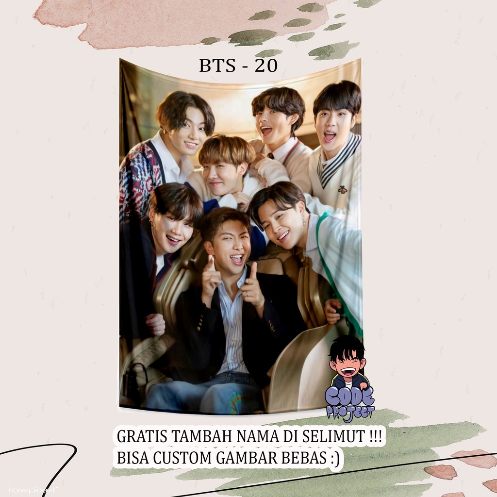 (CO) SELIMUT CUSTOM BTS ALL MEMBER TAEHYUNG JUNGKOOK JIMIN JHOPE JIN RM SUGA