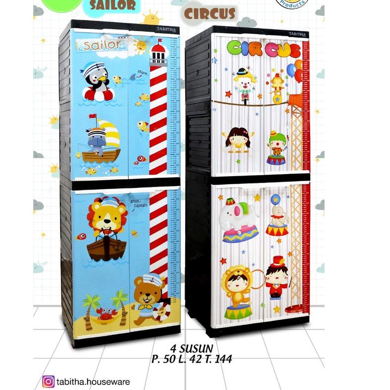 New Stock LEMARI PAKAIAN PLASTIK LEMARI TABITHA MINI JEPARA FULL KUNCI LEMARI 4 SUSUN 2 PINTU TABITH