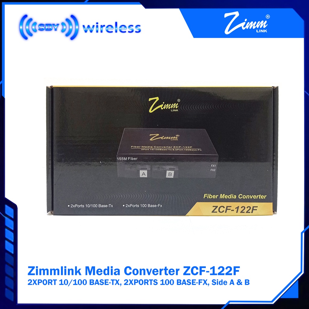 Zimmlink ZCF-122F Media Converter  2 Port FO SC AB to 2 Port LAN 10/100Mbps