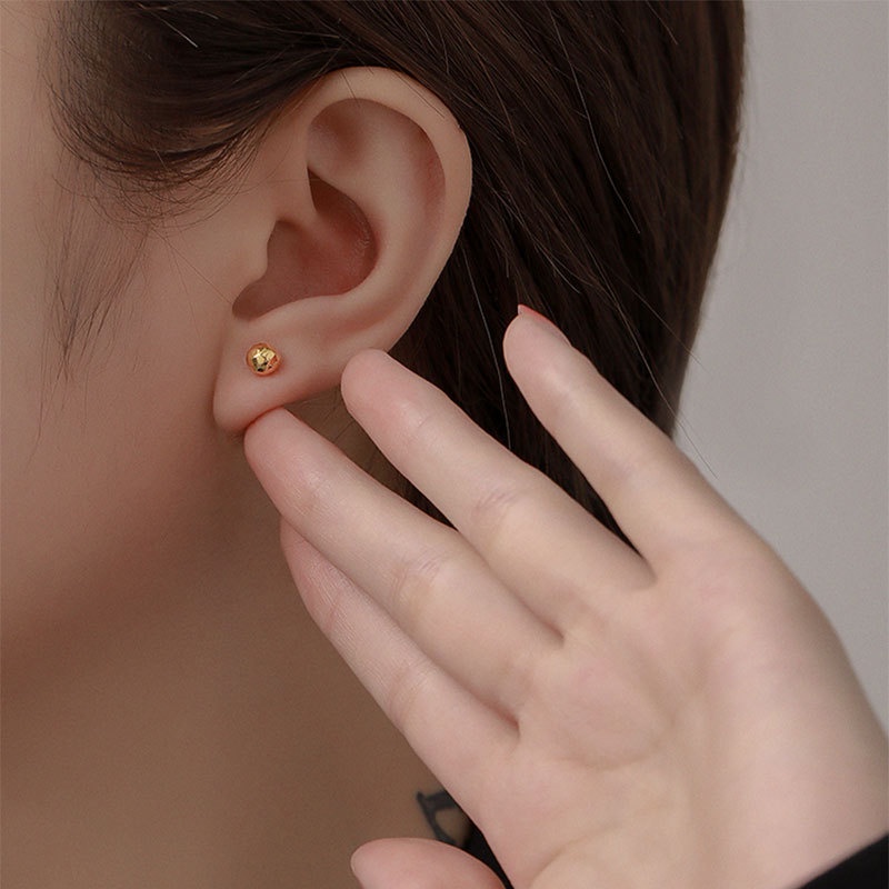 Anting stud bola batu alam titanium anti karat harga grosir bisa cod