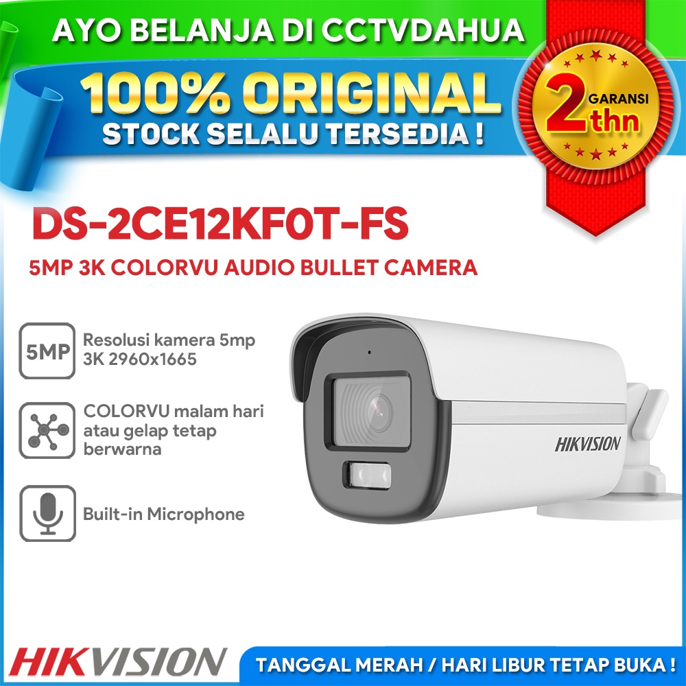 HIKVISION DS-2CE12KF0T-FS 3K COLORVU BUILT-IN MIC FIXED BULLET CAMERA