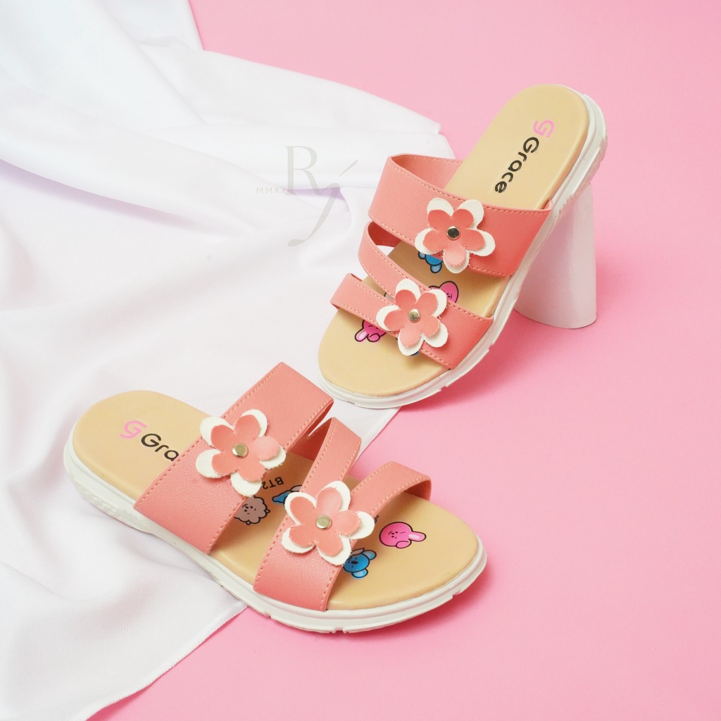 GRACE [MUSE BAN 3M - 403] Sandal Anak Perempuan BT/ Sendal Selop Bunga Anak Perempuan