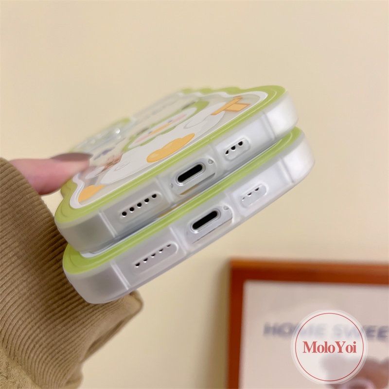 IPHONE Casing Ponsel Kompatibel Untuk Iphone11 12 13 14 Pro Max 6Plus 8Plus X XR XS Max 14 7 8 6s 6 Plus SE 2020 Wavy Edge Lucu Kartun Bebek Susu Teh Lembut Tpu Penutup Belakang