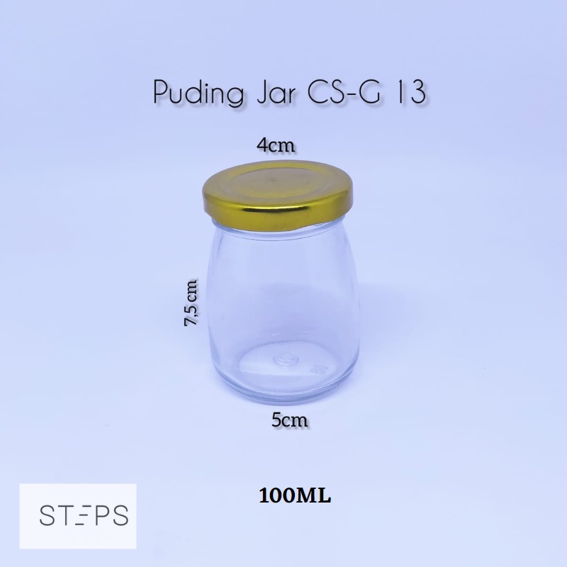 Jar Puding Kaca Toples kaca 100ML 200ML / Jar Makanan Tutup Gold / Jar Serbaguna