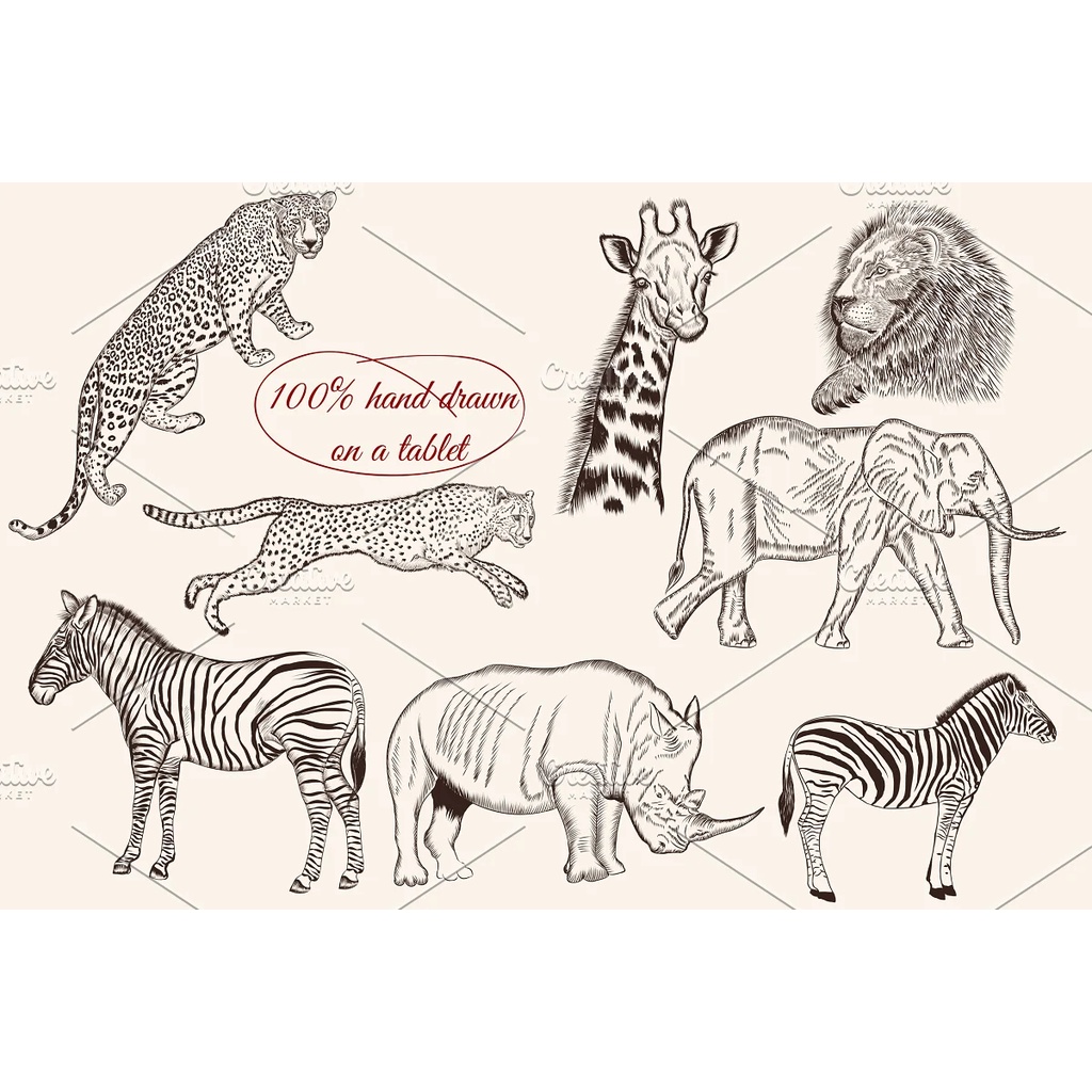 Bundle From Vector Engraved Animals