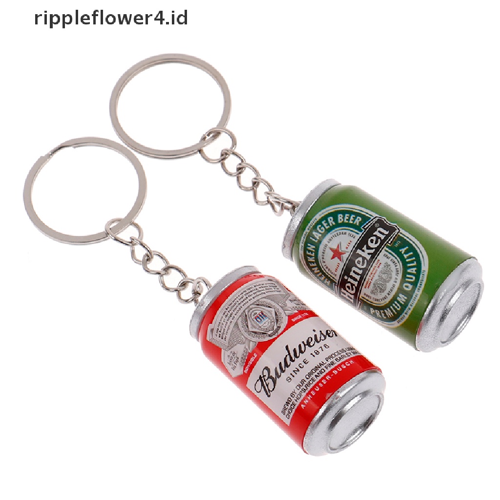 {rippleflower4.id} Simulasi Gantungan Kunci Bir Kaleng Beer Can Keyring Pasangan Keren Dekorasi Ransel~