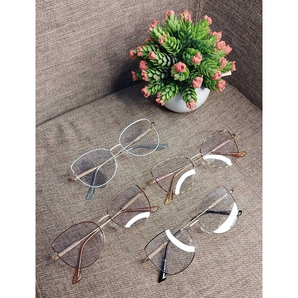 Kacamata Photocromic Wanita Lensa Normal Cat Eye Style Anti Sinar UV Bahan Super Premium Korea Retro Style