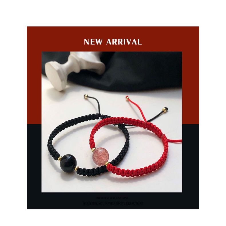 Gelang Obsidian Red cord braided hand cord Kepang Gelang Pasangan Gelang Manik Merah Hitam