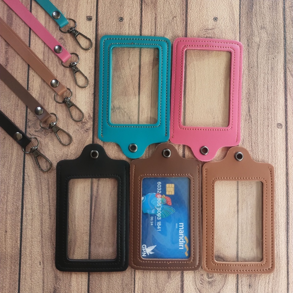 

Name Tag & Lanyard Mika ID Card Holder Mika Bolak Balik ID Card Name Tag Kulit Dua Sisi transparan