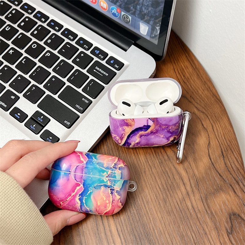 Untuk AirPods Pro 2case Marmer Mewah Hard PC Glossy Earphone Case Bluetooth Wireless Charging Box Cover Untuk Airpod1 3 Pods Air