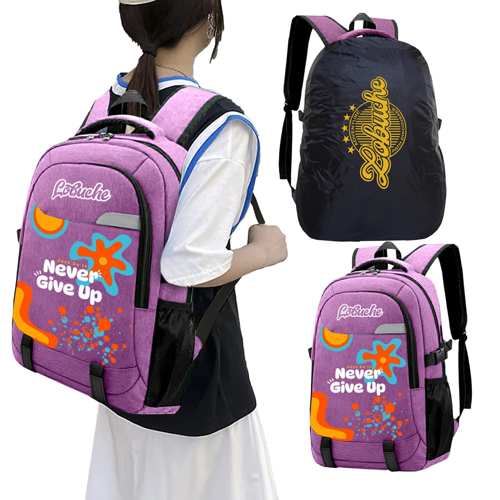 Tas Sekolah Wanita SMP SMA Ransel Gendong Punggung Cewe Hello Kitty Never Give Up