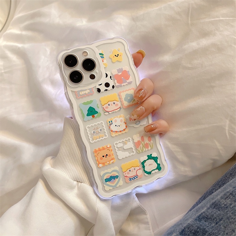 Case Realme 10 C33 C35 C21Y C25Y C21 RealmeC11 C25 C17 C15 C12 C3 C2 Realme 8i 7i 5 5i 6i 7 Pro Puzzle Kartun Hewan Wave Edge TPU Phone Case