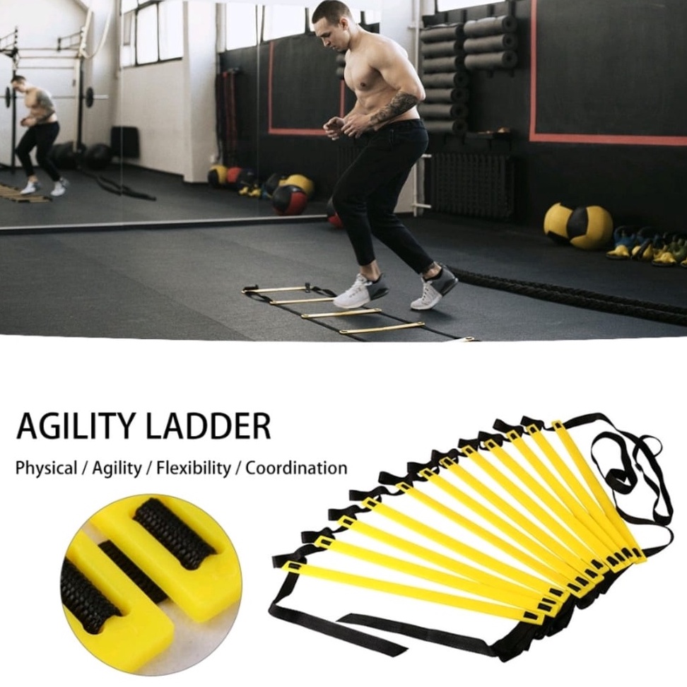 Premium Agility Ladder Tangga Tali Nilon Latihan Kecepatan Kelincahan Ketangkasan Reaksi Sepakbola Bulutangkis Futsal Voli Tennis