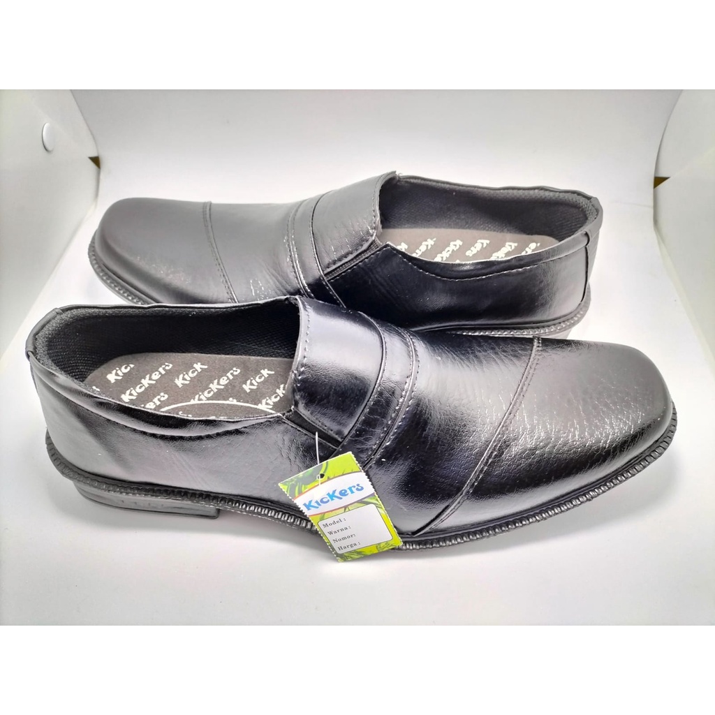 Sepatu Pantofel Full Black Hitam Kulit Slop Kerja Sekolah Kuliah Formal Traning Dewasa Berkualitas nyaman