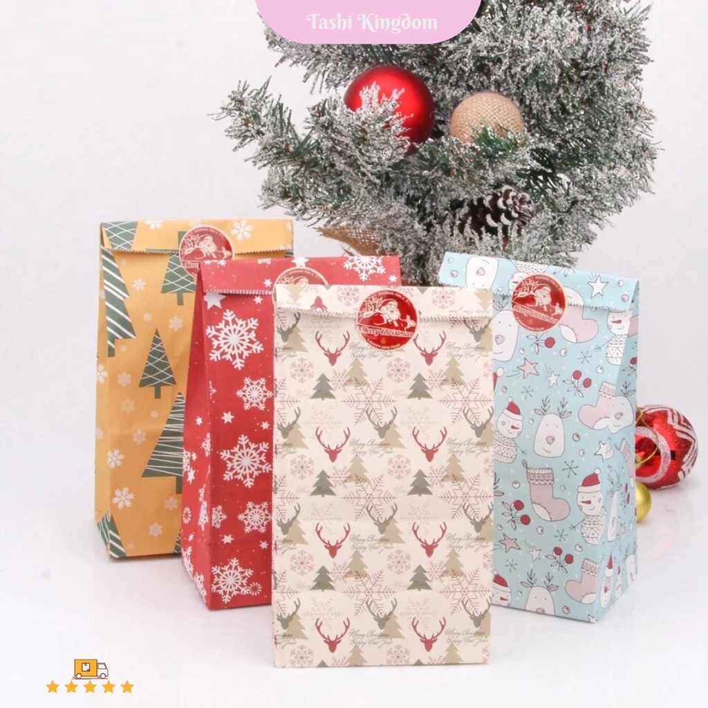 

KANTONG KADO TEMA NATAL, PLASTIK PACKING COOKIES NATAL , kertas kado natal isi 2