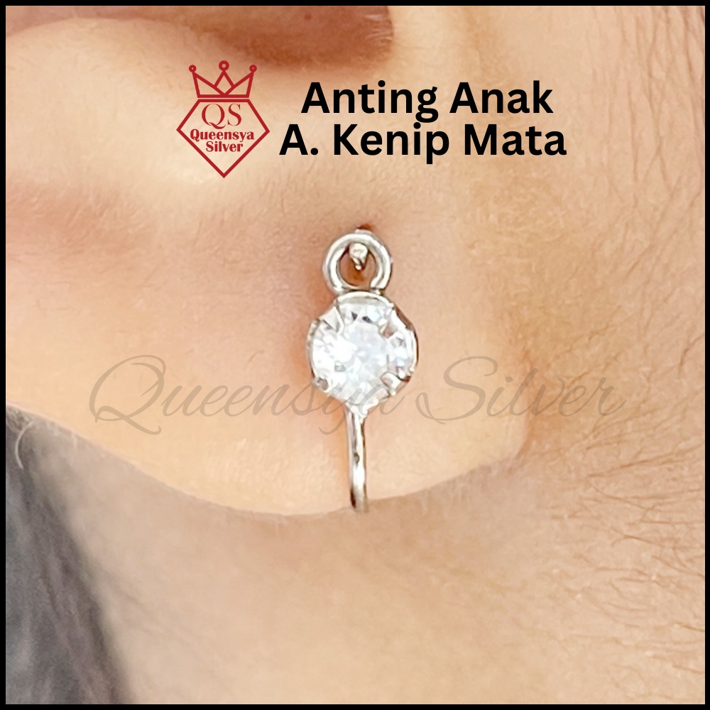 Anting Bayi Perak | Anting Perak Anak | Anting Perak Bayi Lapis Emas Queensya Silver