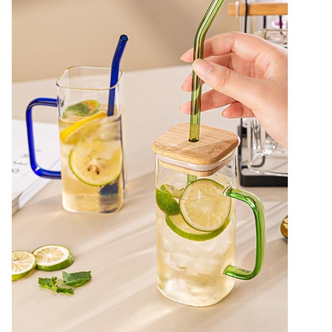 ShareNowTutup Bambu Dan Sedotan Gelas Tumbler Aesthetic Gelas Minum Kaca Gelas susu / gelas jus / ge