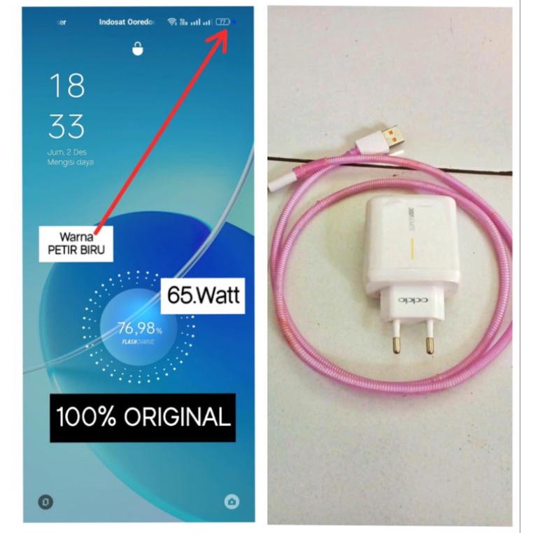 Charger OPPO #ORIGINAL Flash Charger 65.Watt. Sngat Cocok untuk Hp RENO 6 , RENO 7 , RENO 8 Sngat Co