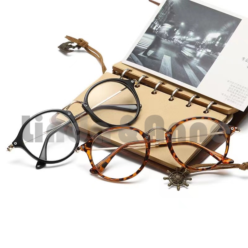Kacamata Retro Leopard Wanita Mata Kucing Anti Radiasi Fashion Korea Cat Eye Eyeglasses