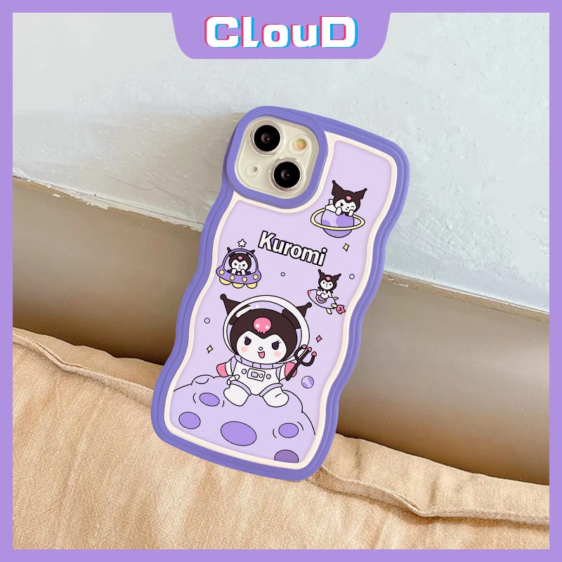 Casing Kuromi Astronot Lucu OPPO A16 A17 A55 A15 A52 A54 A95 A12E A77 A1k A77s A57 A12 A76 A17K A74 A5 A9 A16s A53 A96 A5s A7 A16K A3s Reno8 8Z 6 7 7Z Soft Tpu Wavy Edge Sarung Cover Sarung