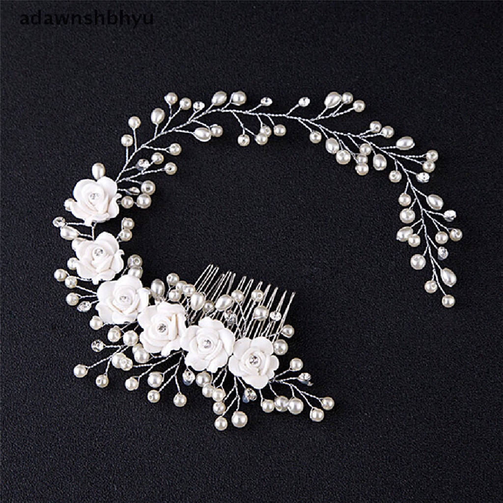 Adawnshbhyu Perhiasan Rambut Pernikahan Untuk Bridal Pearl Hair Comb Hand Made Hair Accessory New ID