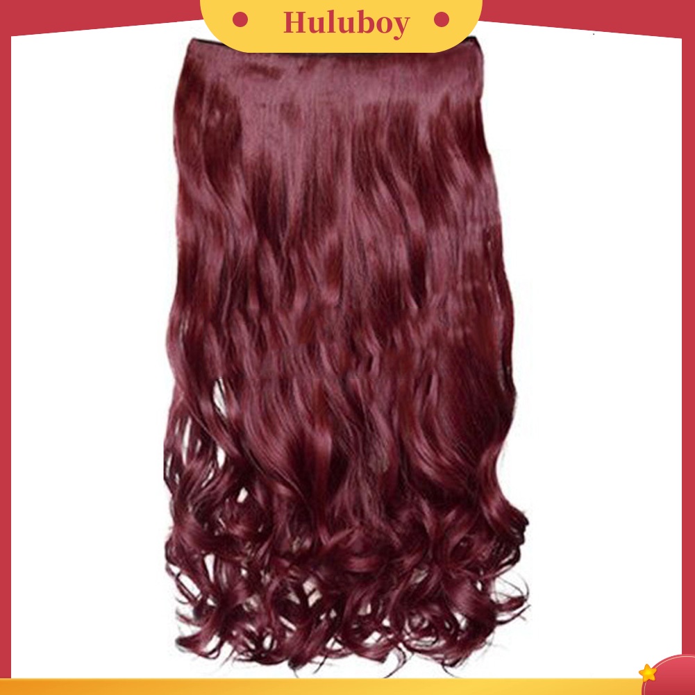 Wig Rambut Sintetis Model Panjang Keriting Gelombang Tahan Panas Dengan 5 Klip Untuk Wanita