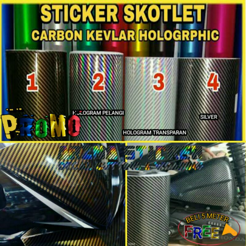 Stiker skotlet carbon kevlar /skotlet karbon kevlar hologram pelangi / skotlet carbon 5d / karbon 3d