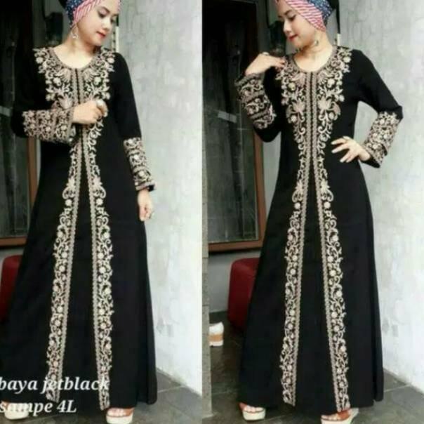 ー Abaya Busui bordir 212 Couple Ibu dan Anak Gamis Arab syari Bahan Kain Saudi Hitam Lembut Adem モ